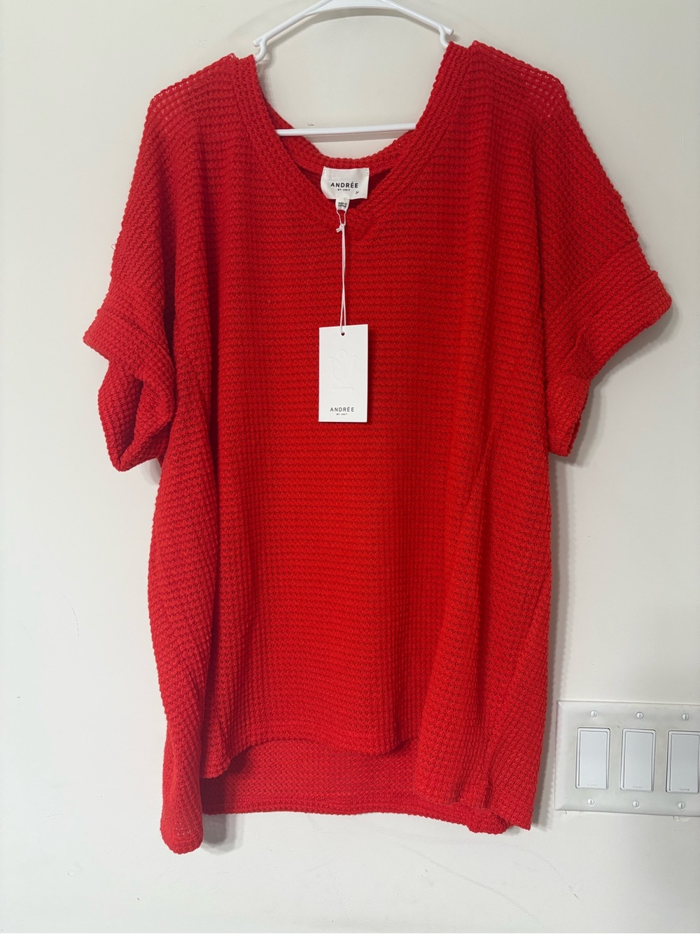 NWT Andrée By Unit Red Oversized Knitted Top